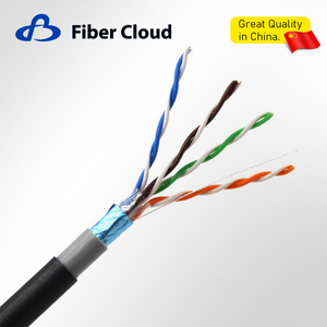 24AWG 4 أزواج ملتوية PE & PVC F/UTP 350 ميجا هرتز كابل نحاس صلب Cat5e خارجي للدفن المباشر