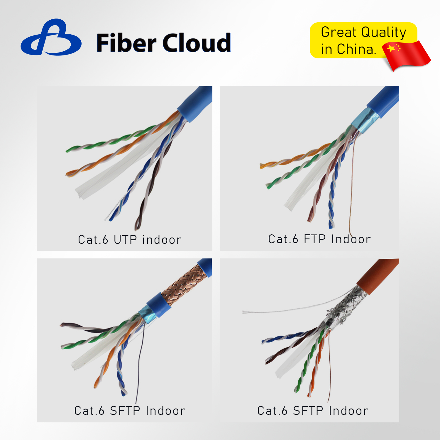 24AWG 4 أزواج ملتوية CM U / UTP 550 ميجا هرتز كابل إيثرنت نحاسي Cat6 مجدول