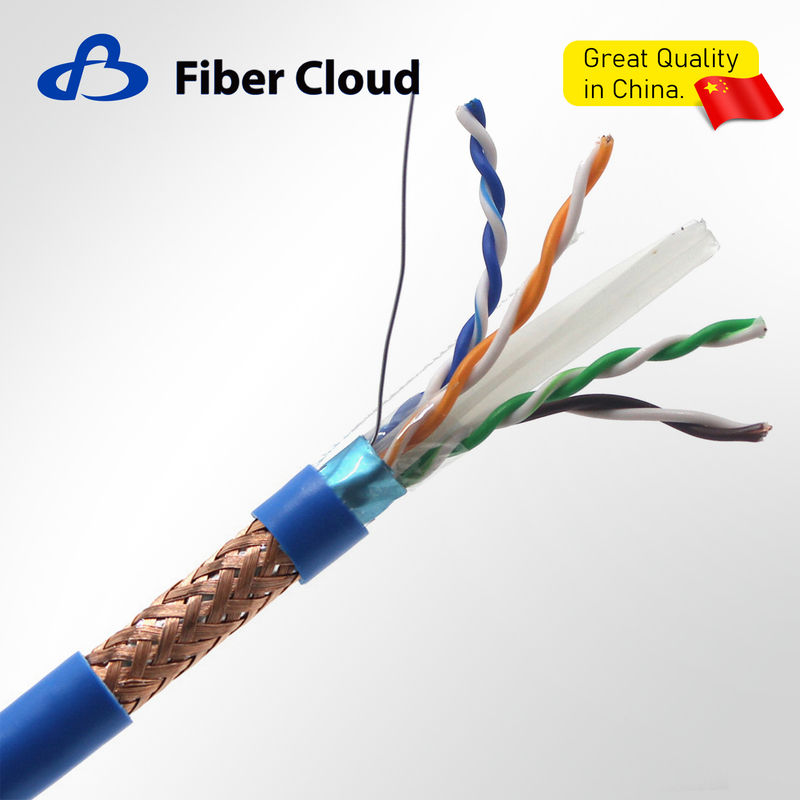 23AWG 4 أزواج ملتوية CMR SF / UTP 550 ميجا هرتز كابل إيثرنت داخلي من النحاس الصلب Cat6
